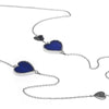 EXTRA LONG 10.01CT DIAMOND & AAA LAPIS 18K WHITE GOLD MULTI HEART LOVE NECKLACE