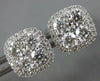 ESTATE LARGE 1.83CT DIAMOND 18KT WHITE GOLD 3D CLUSTER SQUARE HALO STUD EARRINGS