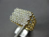 LARGE 1.15CT DIAMOND 14KT 2 TONE GOLD 3D ROUND CLUSTER MULTI ROW SQUARE FUN RING
