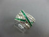 LARGE 2.01CT DIAMOND & AAA EMERALD 14K WHITE GOLD CRISS CROSS INFINITY LOVE RING