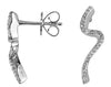 ESTATE .20CT DIAMOND 14KT WHITE GOLD 3D CLASSIC ZIG ZAG SWIRL HANGING EARRINGS