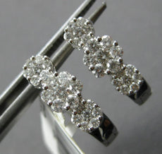 .75CT DIAMOND 14K WHITE GOLD 3D PAST PRESENT FUTURE FLOWER OVAL HANGING EARRINGS
