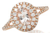 ESTATE 1.13CT DIAMOND & AAA MORGANITE 14K ROSE GOLD OVAL & ROUND ENGAGEMENT RING