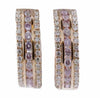 1.54CT WHITE & PINK DIAMOND 18K WHITE ROSE GOLD 3D 3 ROW HUGGIE HANGING EARRINGS