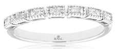.20CT DIAMOND 14KT WHITE GOLD BAGUETTE 7 STONE BEZEL FILIGREE ANNIVERSARY RING