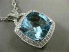 ESTATE MASSIVE 13.83CT DIAMOND & AQAUAMARINE 14KT WHITE GOLD HALO SQUARE PENDANT