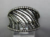 ESTATE WIDE .45CT DIAMOND 14KT BLACK GOLD 3D MULTI ROW CONCAVE SWIRL FUN RING