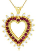 ESTATE .75CT DIAMOND & AAA RUBY 14KT YELLOW GOLD 3D OPEN HEART LOVE PENDANT