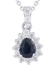 .29CT DIAMOND & AAA SAPPHIRE 14K WHITE GOLD PEAR SHAPE & ROUND TEAR DROP PENDANT