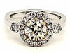 1.64CT WHITE & FANCY YELLOW DIAMOND 18KT 2 TONE GOLD 3D ROUND 3 STONE HALO RING