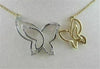 ANTIQUE 18KT WHITE & YELLOW DOUBLE BUTTERFLY DIAMOND NECKLACE