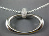 ESTATE LARGE .21CT DIAMOND 18KT WHITE GOLD 3D SIDEWAYS CLASSIC OVAL FUN PENDANT