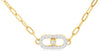 ESTATE .60CT DIAMOND 14KT YELLOW GOLD 3D ROUND ETOILE OVAL LOCK LOVE NECKLACE