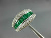 WIDE 1.60CT DIAMOND & AAA EMERALD 14KT WHITE GOLD 3D ROUND & BAGUETTE RING #2739