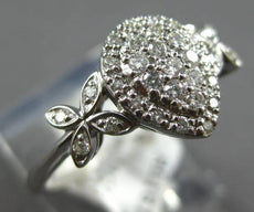 .27CT DIAMOND 14K WHITE GOLD CLUSTER PEAR SHAPE HALO FLOWER BUTTERFLY LOVE RING