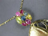 LARGE 2.90CT AAA MULTI COLOR SAPPHIRE 14KT YELLOW GOLD OVAL CRISS CROSS PENDANT