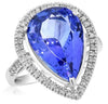 LARGE 8.16CT DIAMOND & AAA TANZANITE 18KT WHITE GOLD PEAR SHAPE ENGAGEMENT RING