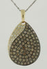 ESTATE 1.03CT WHITE & MOCHA DIAMOND 14KT YELLOW GOLD TEAR DROP FLOATING PENDANT