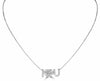 ESTATE .52CT DIAMOND 18KT WHITE GOLD ROUND & BAGUETTE HEART I LOVE YOU NECKLACE