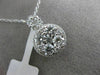 ESTATE LARGE 1.26CT DIAMOND 18KT WHITE GOLD CLUSTER HALO FLOWER FLOATING PENDANT