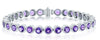 ESTATE 8.0CT AAA AMETHYST 14KT WHITE GOLD 3D ROUND CLASSIC BEZEL TENNIS BRACELET