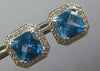 LARGE 5.44CT DIAMOND & AAA BLUE TOPAZ 14KT WHITE GOLD CUSHION CUT STUD EARRINGS