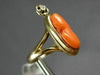 ANTIQUE WIDE .03CT DIAMOND & AAA CORAL 14KT YELLOW GOLD 3D PORTRAIT RING #22349