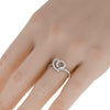 ESTATE .18CT DIAMOND 18KT WHITE GOLD 3D HEART SHAPE LOVE KNOT FUN RING