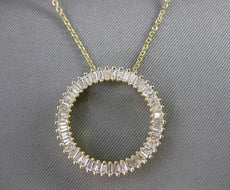 ESTATE 1.15CTW BAGUETTE DIAMOND 14K GOLD 20MM CIRCLE OF LOVE PENDANT CHAIN 20201