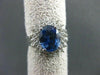 ANTIQUE LARGE 3.22CT DIAMOND & AAA SAPPHIRE 14K WHITE GOLD CLUSTER RING STUNNING