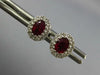 1CT DIAMOND & AAA RUBY 18KT WHITE GOLD OVAL & ROUND FLOWER CLASSIC STUD EARRINGS