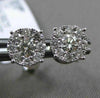 ESTATE .64CT DIAMOND 18K WHITE GOLD 3D SOLITAIRE HALO CLUSTER STUD EARRINGS F/G