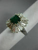 ESTATE LARGE 5.0CT DIAMOND & AAA EMERALD PLATINUM 3D CLASSIC HALO BALLERINA RING