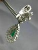 LARGE 3.70CT DIAMOND & AAA EMERALD 14KT WHITE GOLD 3D TEAR DROP HANGING EARRINGS