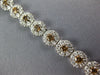 5.05CT WHITE & MOCHA DIAMOND 18K WHITE GOLD 3D MULTI FLOWER LOVE TENNIS BRACELET