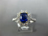 ESTATE WIDE 2.21CT DIAMOND & AAA SAPPHIRE 14K WHITE GOLD CUSHION ENGAGEMENT RING