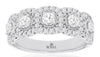 ESTATE 1.0CT DIAMOND 14KT WHITE GOLD 3D MULTI FLOWER 5 STONE ANNIVERSARY RING