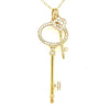 .52CT DIAMOND 18KT YELLOW GOLD 3D DOUBLE KEY TO YOUR HEART LOVE FLOATING PENDANT