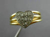 ESTATE .20CT DIAMOND 14KT YELLOW GOLD 3D MULTI ROW PAVE HEART LOVE RING #17221