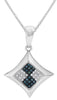 .12CT WHITE & BLUE DIAMOND 14KT WHITE GOLD GEOMETRICAL SQUARE FLOATING PENDANT