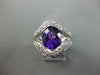 LARGE 4.16CT DIAMOND & AAA AMETHYST 18KT WHITE GOLD 3D OVAL DOUBLE V FUN RING