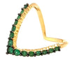 LARGE .53CT AAA EMERALD 18KT YELLOW GOLD 3D V SHAPE BUTTERFLY CONTOUR FUN RING