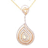 LARGE 3.72CT DIAMOND 18KT TRI COLOR GOLD 3D MULTI ROW TEAR DROP FLOATING PENDANT