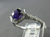 ESTATE 1.1CT DIAMOND & AAA AMETHYST 14KT WHITE GOLD 3D CLASSIC FLOWER LOVE RING