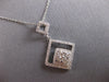 LARGE .60CT DIAMOND 14KT WHITE GOLD 3D ROUND SQUARE GEOMETRICAL FOATING PENDANT