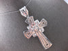EXTRA LARGE 3.0CT DIAMOND 14K WHITE GOLD ROUND & BAGUETTE CROSS FLOATING PENDANT