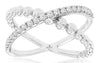 .33CT DIAMOND 14KT WHITE GOLD 3D ROUND MULTI BEAD CRISS CROSS INFINITY LOVE RING