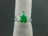 ANTIQUE 1.5CT DIAMOND & AAA JADE 14K WHITE GOLD TEAR DROP ENGAGEMENT RING #21762