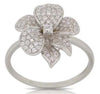 ESTATE .36CT DIAMOND 14KT WHITE GOLD 3D ROSE FLOWER FUN RING