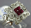 ESTATE WIDE 1.05CT DIAMOND & AAA RUBY 18KT WHITE GOLD PRINCESS & ROUND FUN RING